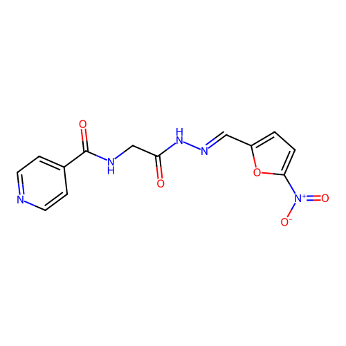 (E)-N-(2-(2-((5-nitrofuran-2-yl)methylene)hydrazinyl)-2-oxoethyl)isonicotinamide structure