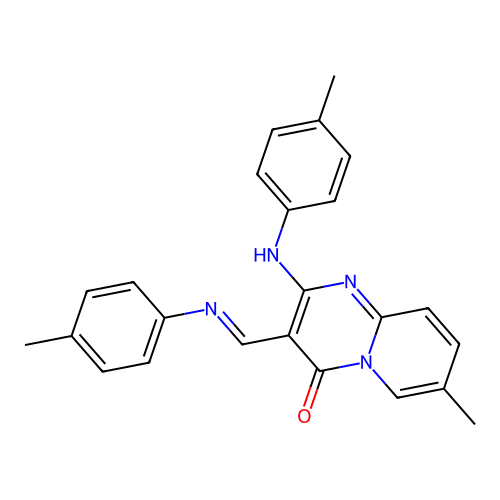 (E)-7-methyl-2-(p-tolylamino)-3-((p-tolylimino)methyl)-4H-pyrido[1,2-a]pyrimidin-4-one structure