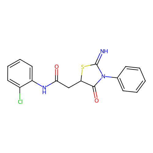 N-(2-chlorophenyl)-2-(2-imino-4-oxo-3-phenyl-1,3-thiazolidin-5-yl)acetamide structure