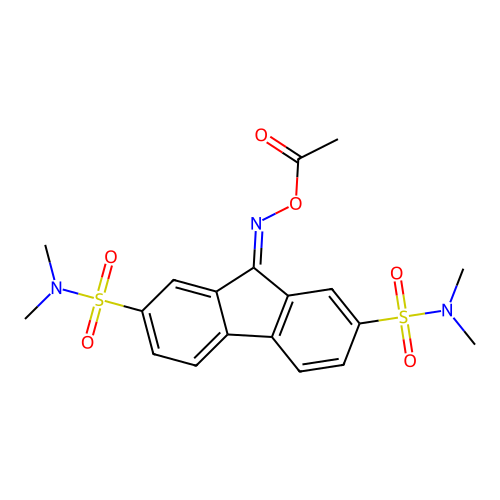 9-[(acetyloxy)imino]-N,N,N',N'-tetramethyl-9H-fluorene-2,7-disulfonamide structure