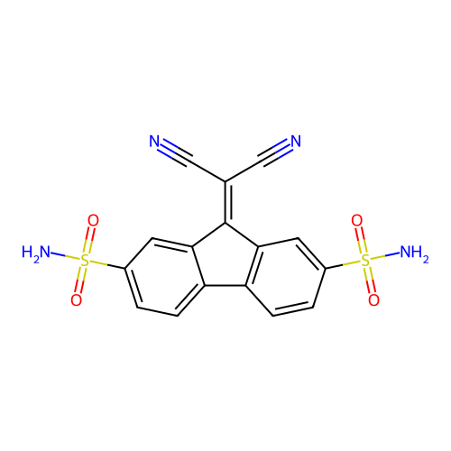 9-(Dicyanomethylene)fluorene-2,7-disulfonamide structure