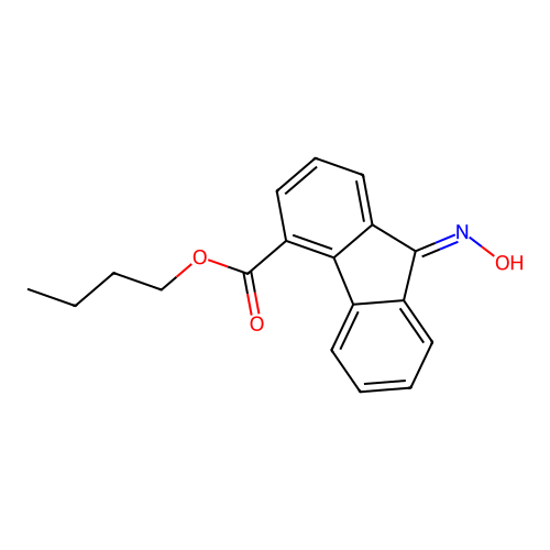 butyl (9E)-9-(hydroxyimino)-9H-fluorene-4-carboxylate structure