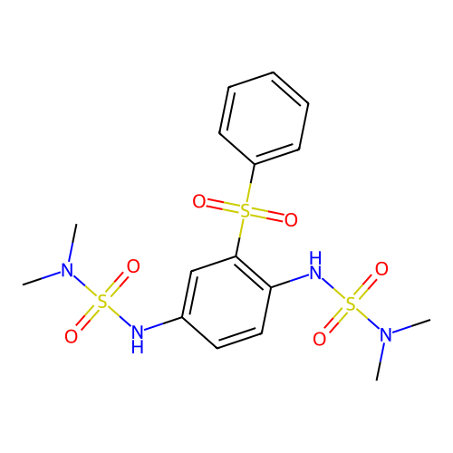 {[3-(Benzenesulfonyl)-4-[(dimethylsulfamoyl)amino]phenyl]sulfamoyl}dimethylamine structure