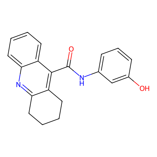 N-(3-hydroxyphenyl)-1,2,3,4-tetrahydroacridine-9-carboxamide structure