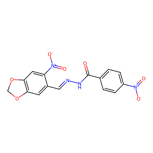 4-nitro-N'-({6-nitro-1,3-benzodioxol-5-yl}methylene)benzohydrazide structure