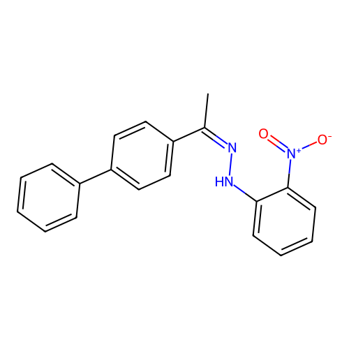 2-nitro-N-[1-(4-phenylphenyl)ethylideneamino]aniline structure