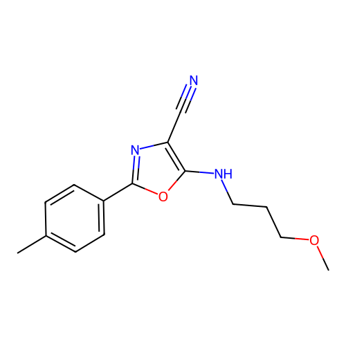 5-[(3-Methoxypropyl)amino]-2-(4-methylphenyl)-1,3-oxazole-4-carbonitrile structure