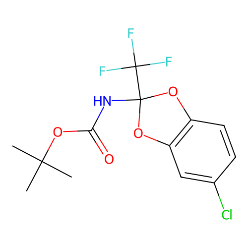 Tert-butyl 5-chloro-2-(trifluoromethyl)-1,3-benzodioxol-2-ylcarbamate structure