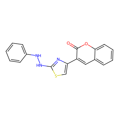 3-(2-(2-phenylhydrazinyl)thiazol-4-yl)-2H-chromen-2-one structure