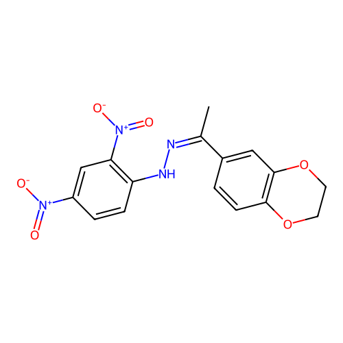 (1Z)-1-(2,3-dihydro-1,4-benzodioxin-6-yl)ethanone (2,4-dinitrophenyl)hydrazone structure