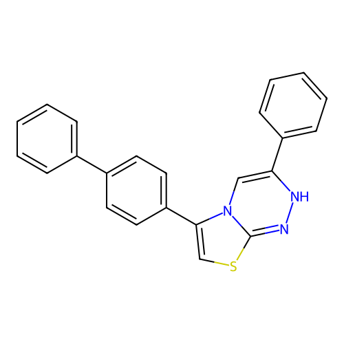 6-(biphenyl-4-yl)-3-phenyl-2H-[1,3]thiazolo[2,3-c][1,2,4]triazine structure