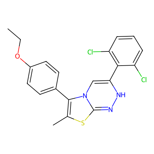 3-(2,6-dichlorophenyl)-6-(4-ethoxyphenyl)-7-methyl-2H-[1,3]thiazolo[2,3-c][1,2,4]triazine structure