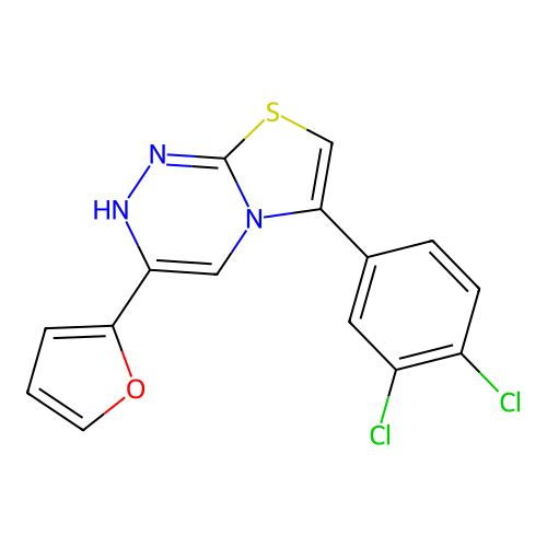 6-(3,4-dichlorophenyl)-3-(furan-2-yl)-2H-[1,3]thiazolo[2,3-c][1,2,4]triazine structure