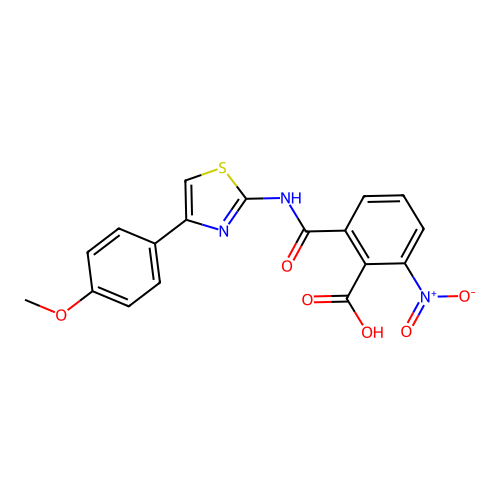2-((4-(4-Methoxyphenyl)thiazol-2-yl)carbamoyl)-6-nitrobenzoic acid structure