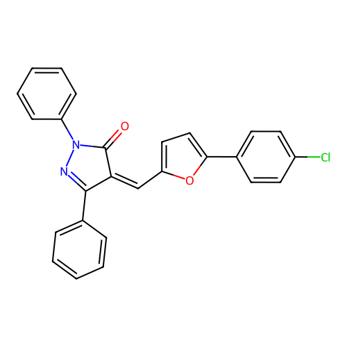 4-((5-(4-chlorophenyl)furan-2-yl)methylene)-1,3-diphenyl-1H-pyrazol-5(4H)-one structure