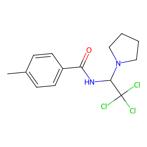 4-methyl-N-(2,2,2-trichloro-1-pyrrolidin-1-ylethyl)benzamide structure