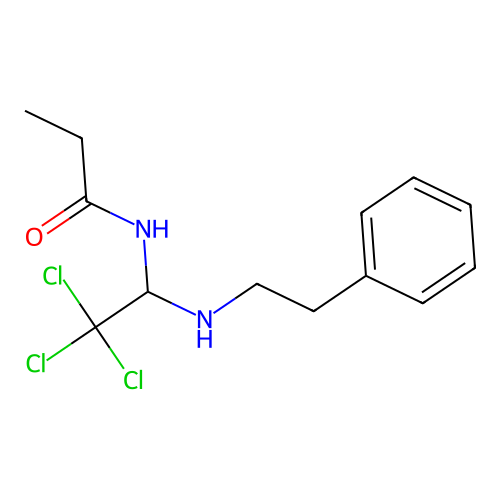 N-{2,2,2-trichloro-1-[(2-phenylethyl)amino]ethyl}propanamide structure