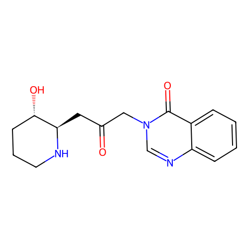 3-{3-[(2R,3S)-3-hydroxypiperidin-2-yl]-2-oxopropyl}quinazolin-4(3H)-one structure