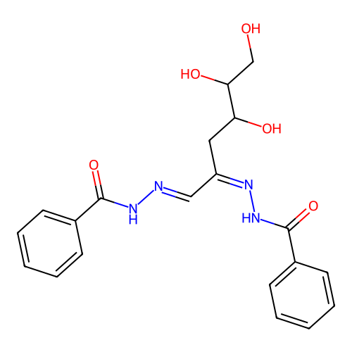 N'-[(1E,2Z)-1-(2-Benzoylhydrazinylidene)-4,5,6-trihydroxyhexan-2-ylidene]benzohydrazide structure