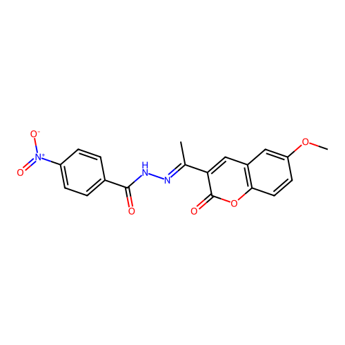 N'-[(1E)-1-(6-methoxy-2-oxo-2H-chromen-3-yl)ethylidene]-4-nitrobenzohydrazide structure