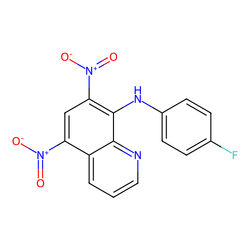 N-(4-fluorophenyl)-5,7-dinitroquinolin-8-amine structure