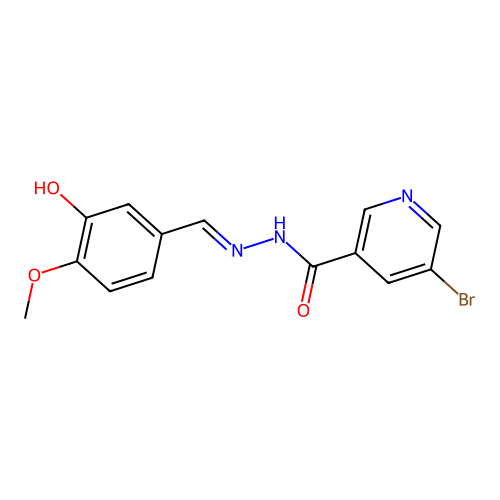 (E)-5-bromo-N'-(3-hydroxy-4-methoxybenzylidene)nicotinohydrazide structure