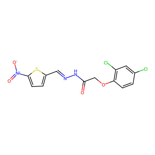 2-(2,4-dichlorophenoxy)-N'-[(E)-(5-nitrothiophen-2-yl)methylidene]acetohydrazide structure