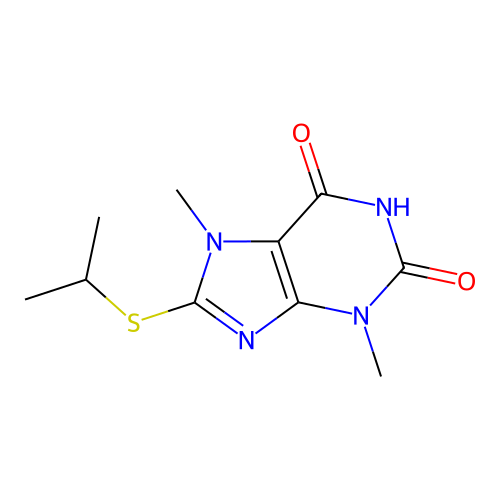 Purine-2,6-dione, 8-isopropylsulfanyl-3,7-dimethyl-3,7-dihydro- structure