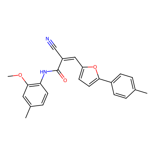 (2Z)-2-cyano-N-(2-methoxy-4-methylphenyl)-3-[5-(4-methylphenyl)furan-2-yl]prop-2-enamide structure