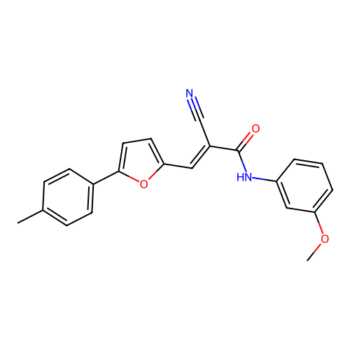 (2E)-2-cyano-N-(3-methoxyphenyl)-3-[5-(4-methylphenyl)furan-2-yl]prop-2-enamide structure