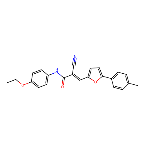 (E)-2-cyano-N-(4-ethoxyphenyl)-3-(5-(p-tolyl)furan-2-yl)acrylamide structure