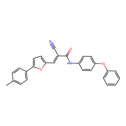 (2E)-2-cyano-3-[5-(4-methylphenyl)furan-2-yl]-N-(4-phenoxyphenyl)prop-2-enamide structure