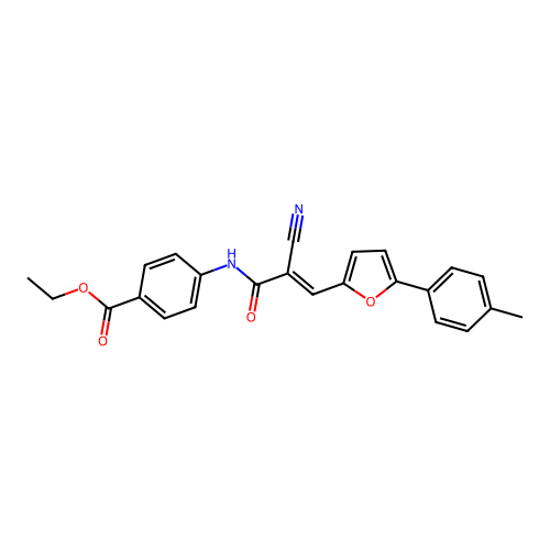 (E)-ethyl 4-(2-cyano-3-(5-(p-tolyl)furan-2-yl)acrylamido)benzoate structure