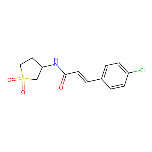 (E)-3-(4-chlorophenyl)-N-(1,1-dioxothiolan-3-yl)prop-2-enamide structure