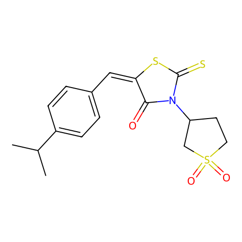 (5E)-3-(1,1-DIOXIDOTETRAHYDRO-3-THIENYL)-5-(4-ISOPROPYLBENZYLIDENE)-2-THIOXO-1,3-THIAZOLIDIN-4-ONE structure