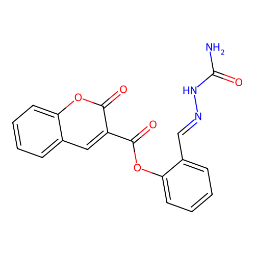 2-Ketochromene-3-carboxylic acid [2-(semicarbazonomethyl)phenyl] ester structure