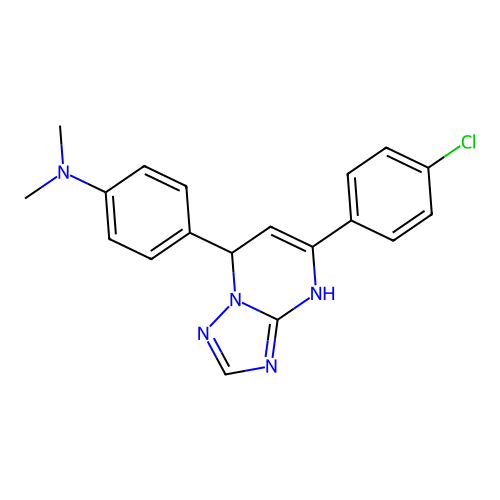 4-[5-(4-chlorophenyl)-4H,7H-[1,2,4]triazolo[1,5-a]pyrimidin-7-yl]-N,N-dimethylaniline structure