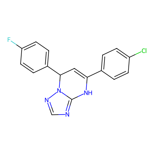 5-(4-chlorophenyl)-7-(4-fluorophenyl)-4,7-dihydro[1,2,4]triazolo[1,5-a]pyrimidine structure