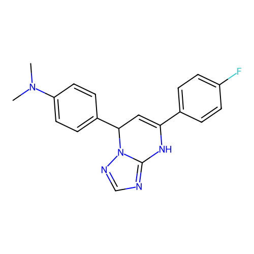 4-[5-(4-fluorophenyl)-4,7-dihydro[1,2,4]triazolo[1,5-a]pyrimidin-7-yl]-N,N-dimethylaniline structure