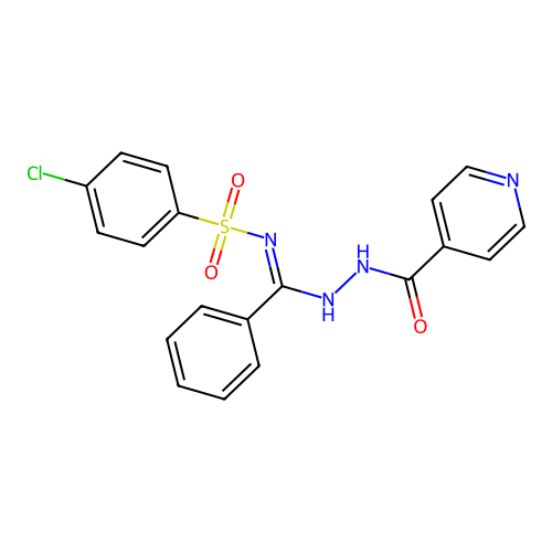 N'-(4-chlorophenyl)sulfonyl-N-(pyridine-4-carbonylamino)benzenecarboximidamide structure