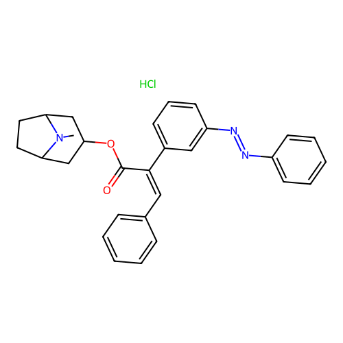 3-Phenyl-2-(m-phenylazophenyl)acrylic acid 3-tropanyl ester hydrochloride structure