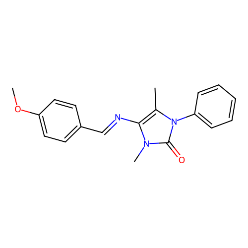 (E)-4-((4-methoxybenzylidene)amino)-3,5-dimethyl-1-phenyl-1H-imidazol-2(3H)-one structure