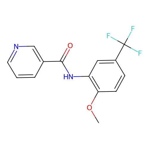 N-[2-methoxy-5-(trifluoromethyl)phenyl]pyridine-3-carboxamide structure