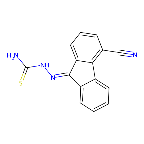 (Z)-2-(4-cyano-9H-fluoren-9-ylidene)hydrazinecarbothioamide structure