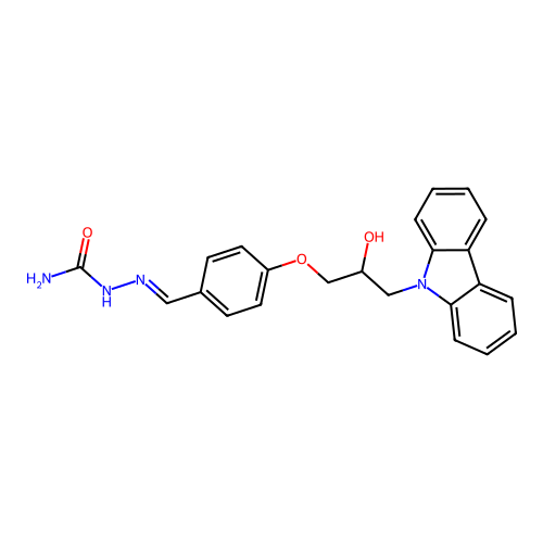 (E)-2-(4-(3-(9H-carbazol-9-yl)-2-hydroxypropoxy)benzylidene)hydrazinecarboxamide structure