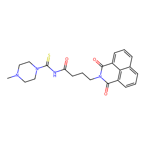 4-(1,3-dioxobenzo[de]isoquinolin-2-yl)-N-(4-methylpiperazine-1-carbothioyl)butanamide structure