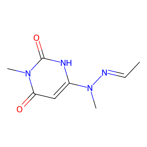 6-[(2E)-2-ethylidene-1-methylhydrazinyl]-3-methylpyrimidine-2,4(1H,3H)-dione structure