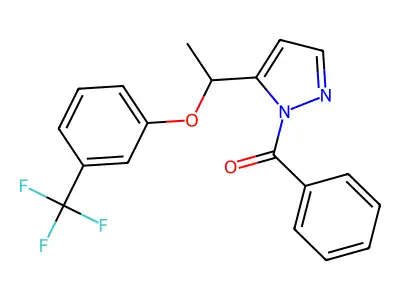 Phenyl-[5-[1-[3-(trifluoromethyl)phenoxy]ethyl]pyrazol-1-yl]methanone structure