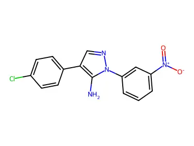 4-(4-chlorophenyl)-1-(3-nitrophenyl)-1H-pyrazol-5-amine structure