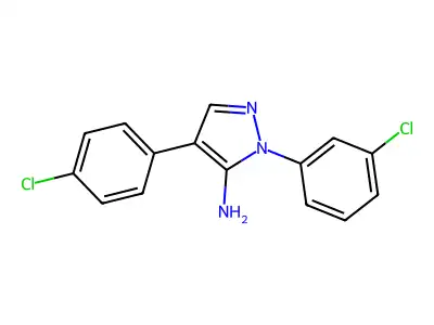 1-(3-Chlorophenyl)-4-(4-chlorophenyl)-1H-pyrazol-5-amine structure